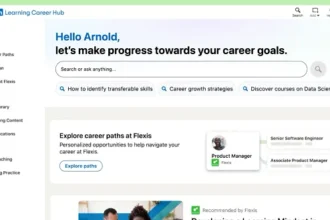 LinkedIn Career Hub dashboard showing personalized career paths for software engineer with course recommendations and skill development options